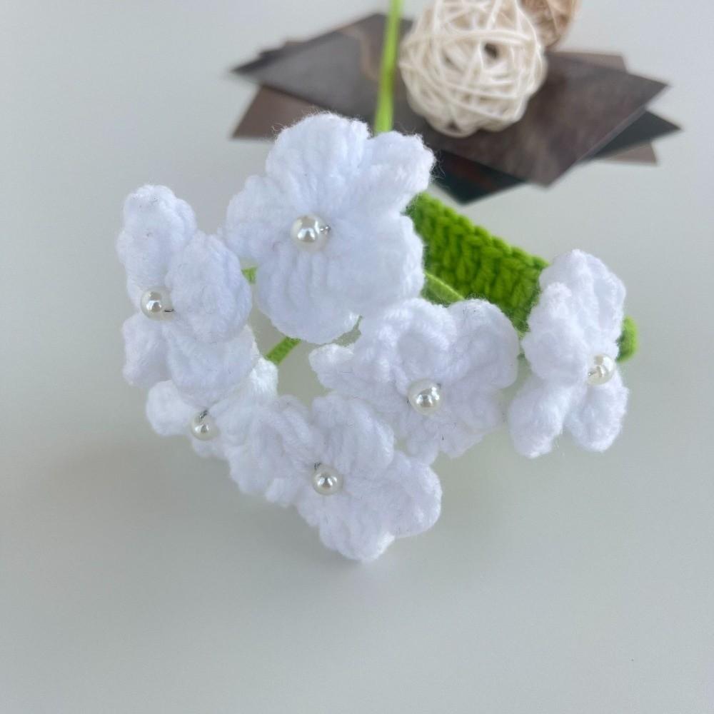a Bundle of 6 Flowers Crochet Flowers Artificial Knit Fake Flowers Creative Handmade Bouquet  Gift