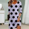 Женское повседневное платье осеннее платье с круглыми точками и принтом для женщин с круглым вырезом и коротким рукавом платье больших размеров
