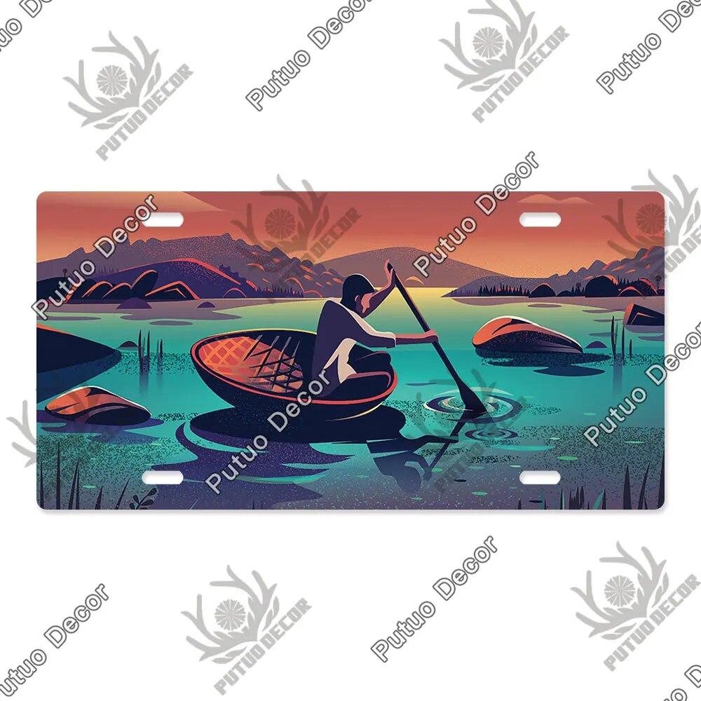 Putuo Decor Illustrations Licenses Plate Tin Sign Plaque Metal Decorative Plate for Car Living Room Door Home Wall Decor