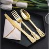 120pcs Gold Plastic Silverware Disposable Silverware Include 40 Forks 40 Spoons 40 Knives Gold Cutlery Set Disposable for Party