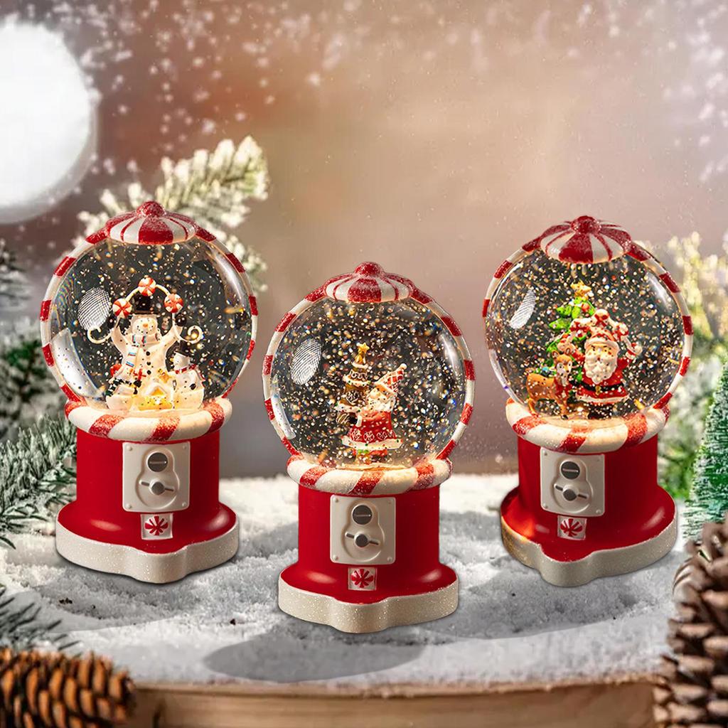 Christmas Musical Snow Globe Xmas Decorations Craft Collectible Artwork Desktop