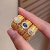 Vintage Crystal Split Ring Unique Women's Jewelry Elegant Adjustable Finger Rings  Ladies