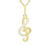 Necklace - Adorned with a Treble Clef Pendant Set with Zirconium Oxides - Yellow Gold