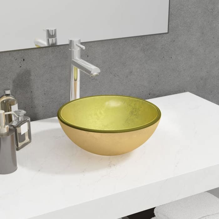 VidaXL Lavabo Vasque à Poser de Toilette Lave-mains de Salle de Bain Lavabo de Salle d'Eau Maison Intérieur Verre Trempé 345259