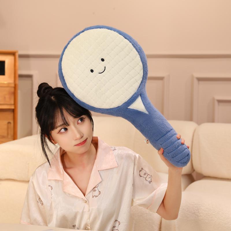 Novel Tennis and Tennis Racket Plush Toys Kawaii Tennis Sports Doll Soft Tennis Ball Stuffed Pillows Fun Sofa Decorative Cushion