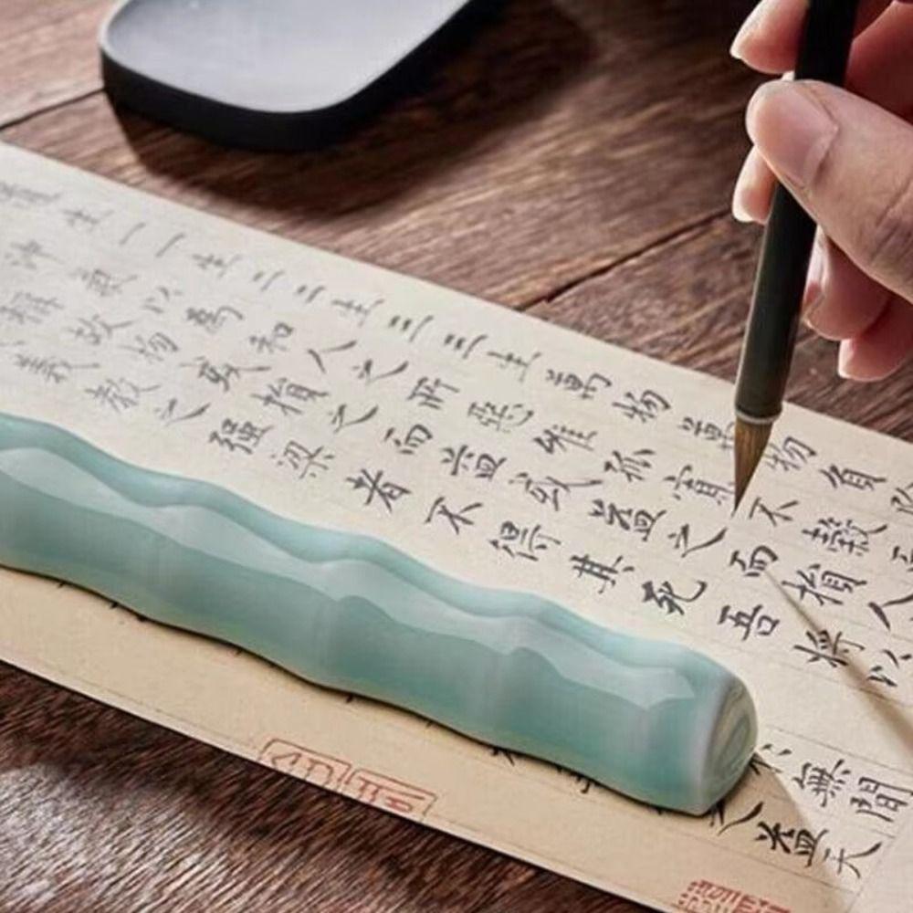 Calligraphy Bamboo Joint Paperweight Traditional Pen Brush Rest Holder  Art Supplies