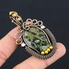 Copper Seraphinite Gemstone Pure Copper Wire Wrapped Handmade Pendant Jewelry