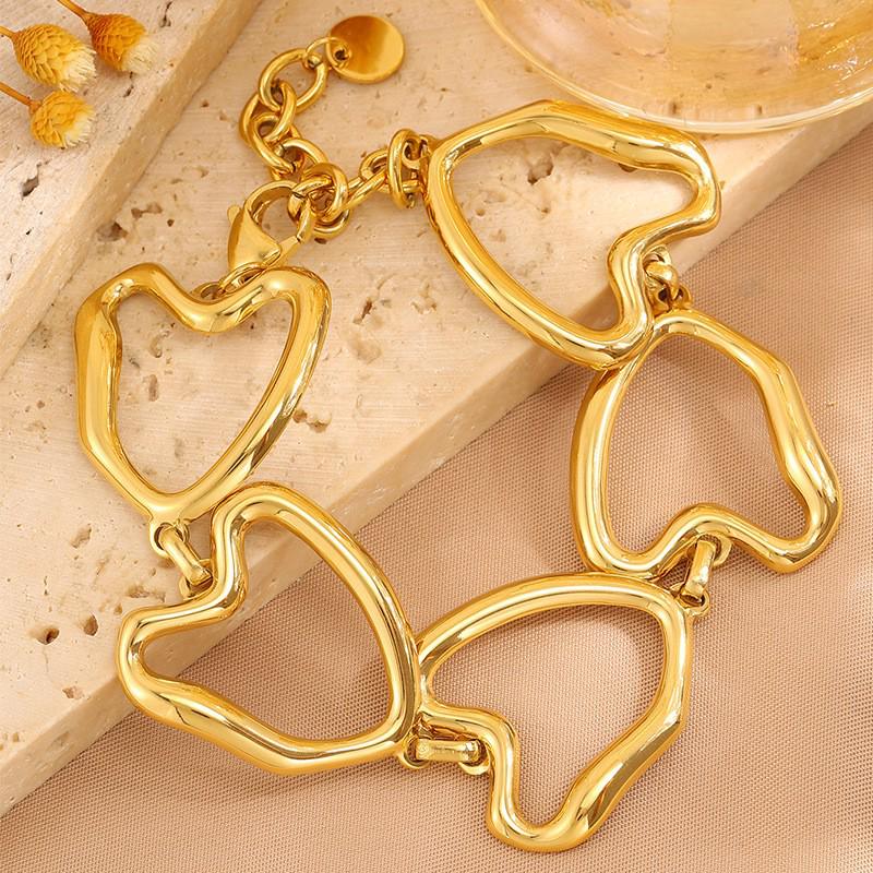 Роскошный браслет с четырехлистником: Позолоченная 18K, Невыцветающая Титановая Сталь с Алмазными Акцентами