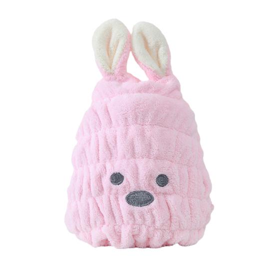 Hair Dry Hat Cartoon Super Soft Bunny Ears Coral Fleece Microfiber Kids Rabbit Shape Hair Wipe Towel Wrap Daily Use