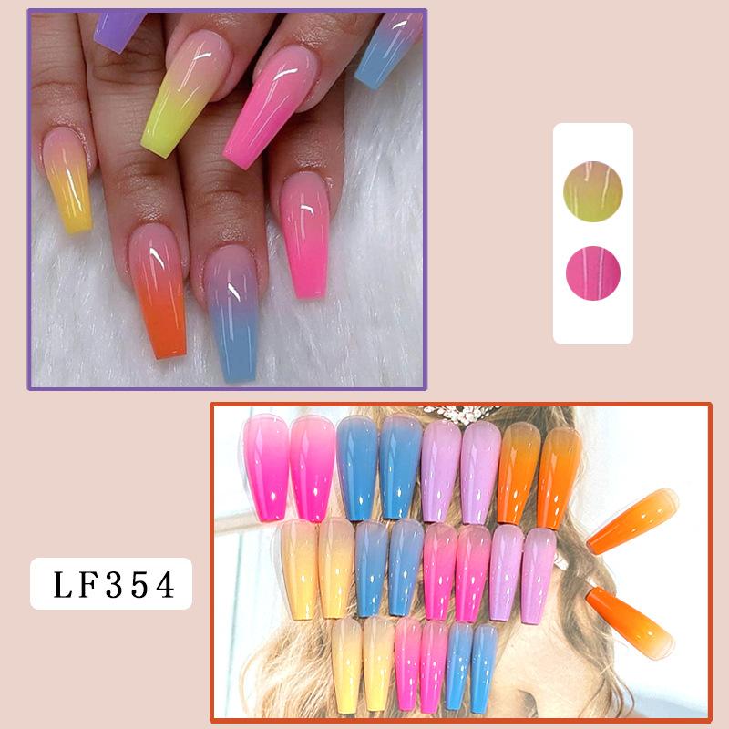 24PCS/SET Quick Nails Flower Diamond Manicure Long Ballet False Nails Waterproof Wearable Ready-made Nail Stickers