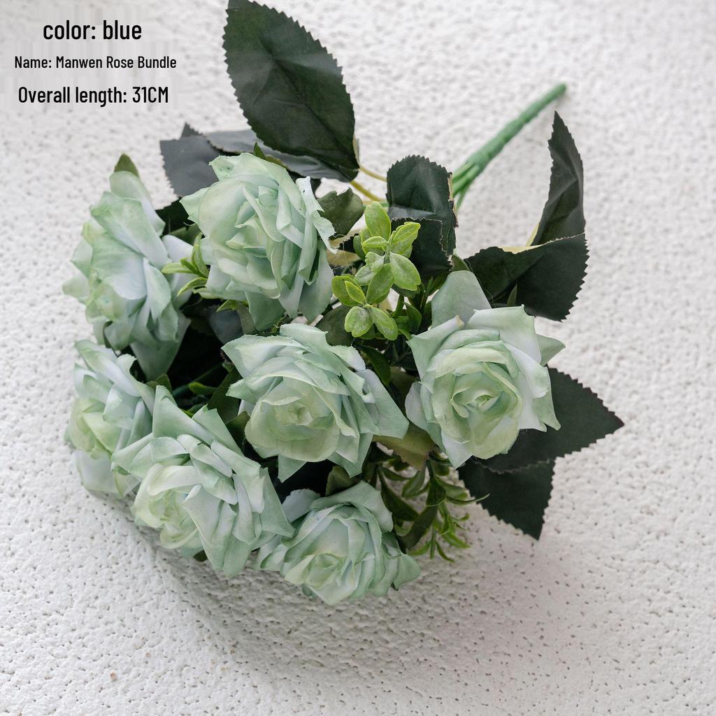 INS Style Handheld Artificial Rose and Greenery Bouquet for Wedding Decoration