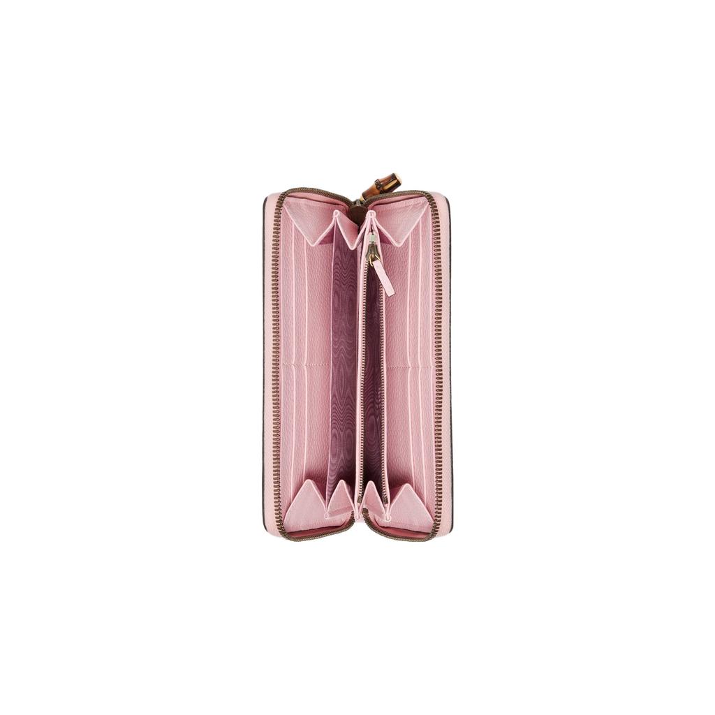 Gucci Бамбук Двойной Логотип G Молния Длинный Кожаный Кошелек Женский кошелек Розовый 739499-AABXM-5823