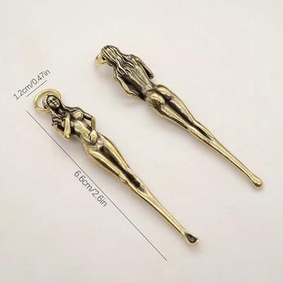 Ретро Красота Латунная Ложка Для Ушей Портативный Инструмент Для Чистки Ушей Инструмент Для Удаления Ушной Серы Кюретка Очиститель Латунный Брелок Ручной Работы