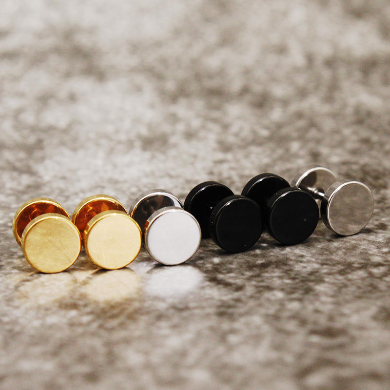 Lovely Beautiful Fashion Accessories Mix Colorful Round Dumbbell Stainless Steel Earrings Exquisite Elegant Women All-Match Jewelry