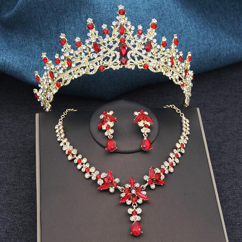 Серебряный цвет опалово-голубой свадебный комплект украшений для короны для женщин диадемы и серьги ожерелье комплект принцессы девушки выпускной подарок аксессуар