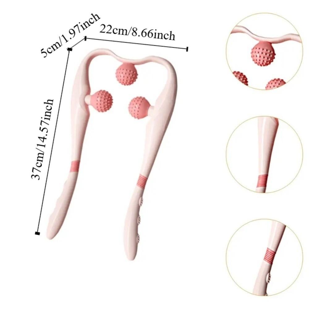 Vibration Cervical Massage Instrument Triple Balls Extended Handle Neck Massager Roller Ergonomic Three-level Adjustment