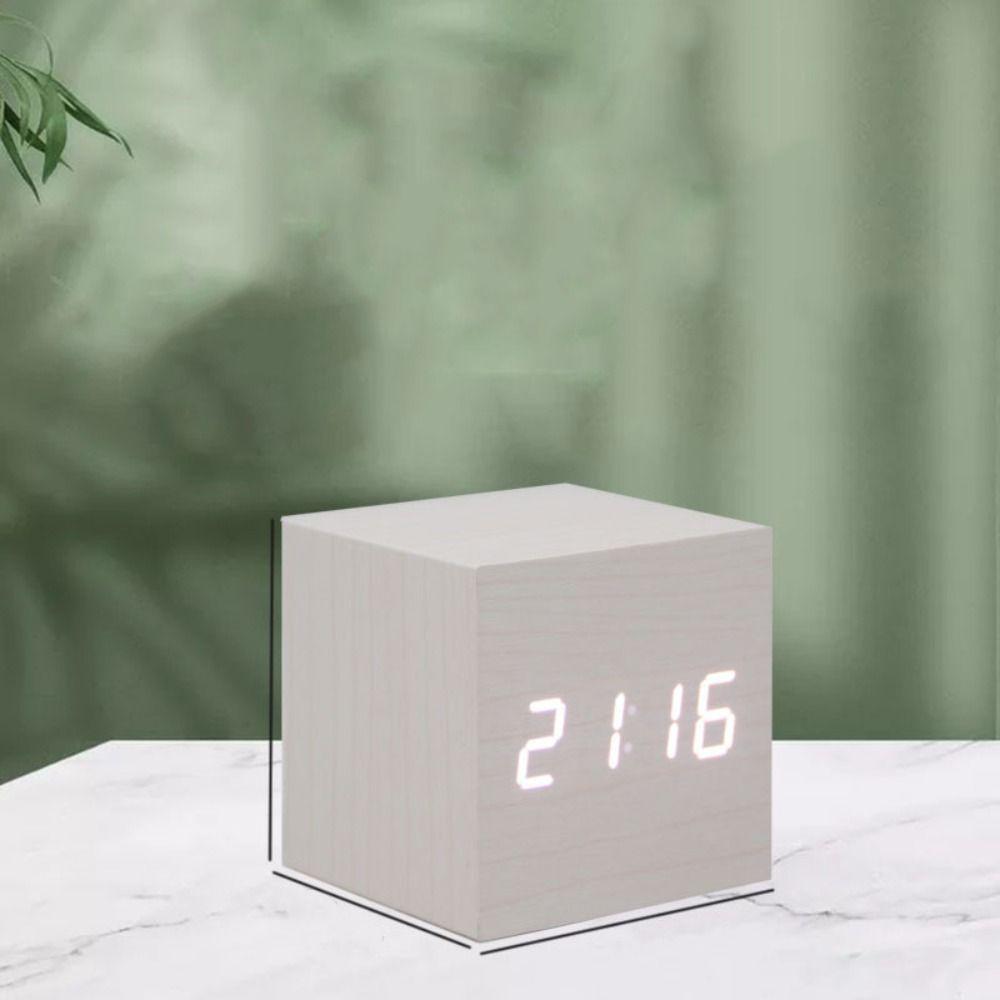 Голосовое управление квадратный цифровой светодиодный будильник ретро USB/AAA питание светящиеся часы деревянные многофункциональные настольные часы подарок