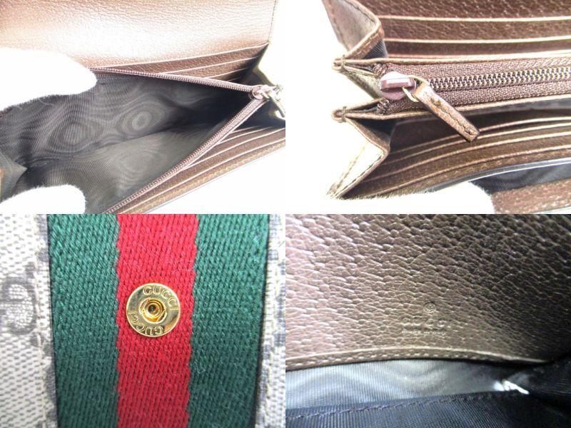 Authentic GUCCI GG Ophidia Brown Leather Web Strip Continental Wallet #a068  Open box