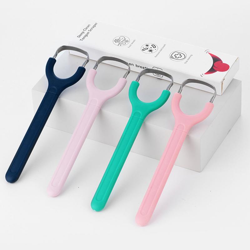 Stainless Steel Tongue Scraper Tongue Odor Cleaner Opening Dip Handle U-shaped Open Tongue Scraper Oral Cleaning
