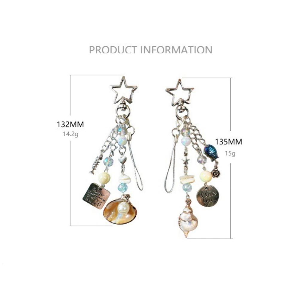 Pearl Bag Charm Natural Star Key Ring Seashell Keychain Bohemian Boho Phone Lanyard For Phone Lanyard Travel Keys