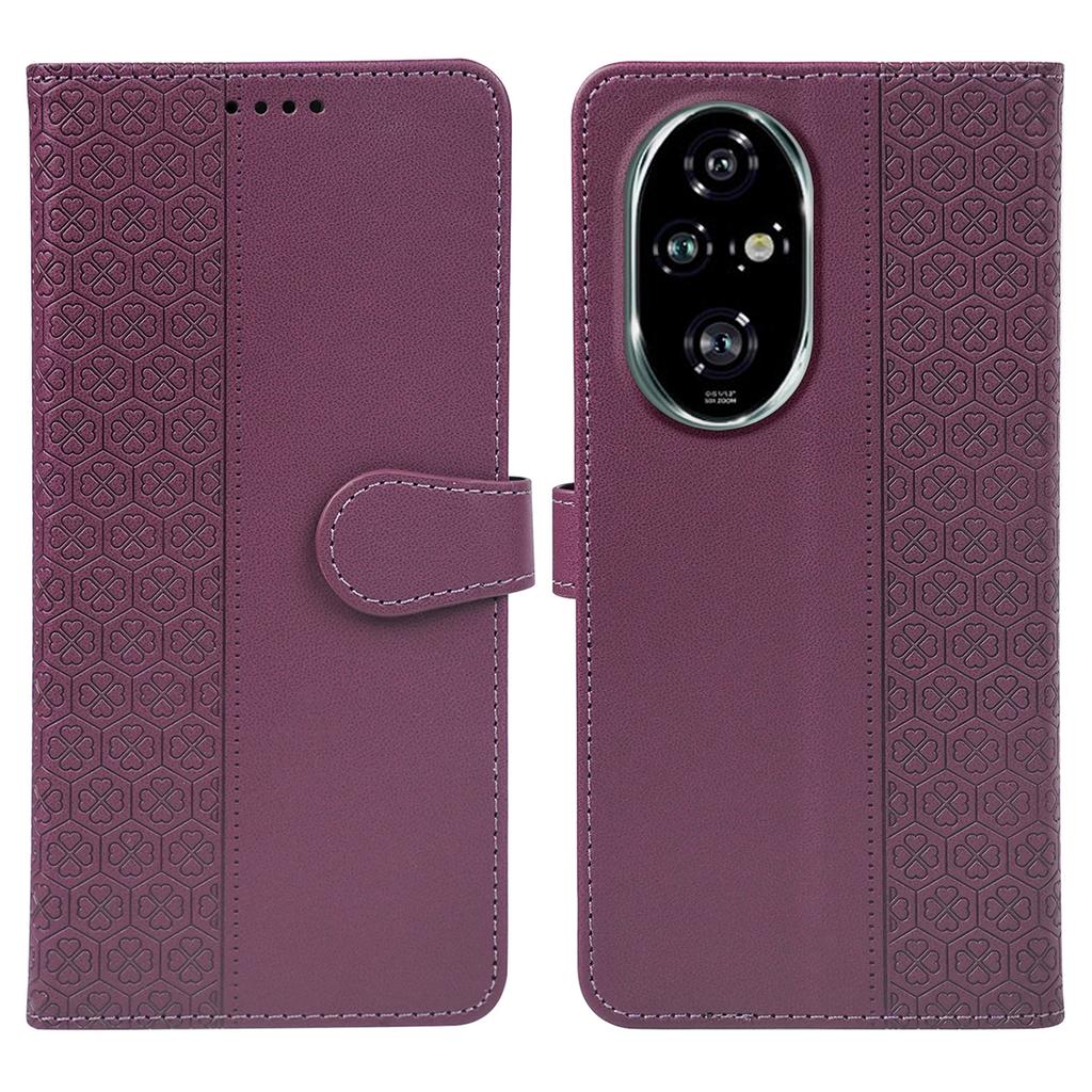 For Honor 200 Pro 5G Case Magnetic Clasp Four Leaf Clover Leather Phone Cover