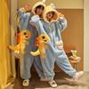 Kigurumis Kangaroo Women Men Pajama Winter Warm Sleepwear Couple Pajama Onesie Thicken Jumpsuits Cute Cartoon Onesie Loungewear