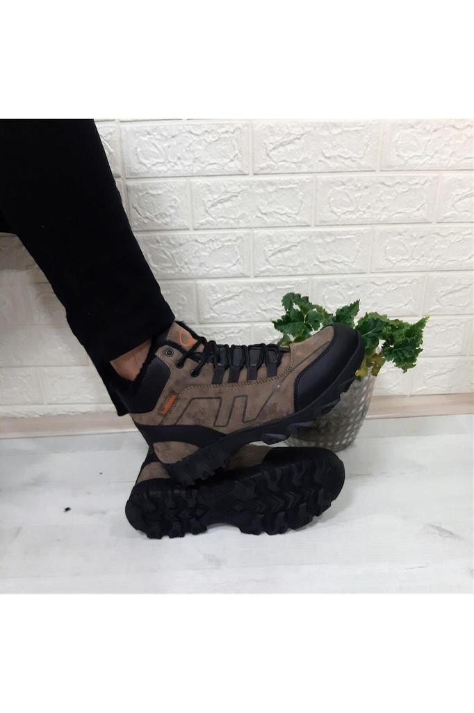 Men's Fashion Flat Heeled Bootie Bootie Mink Black Furry Zipper Non-Slip Boots Shoes