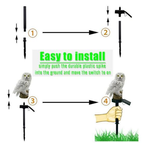Owl Solar Light Garden Automatic Charging Weather Resistant Simple Installation LED Solar Lamp Owl Statue Lawn Patio Decor