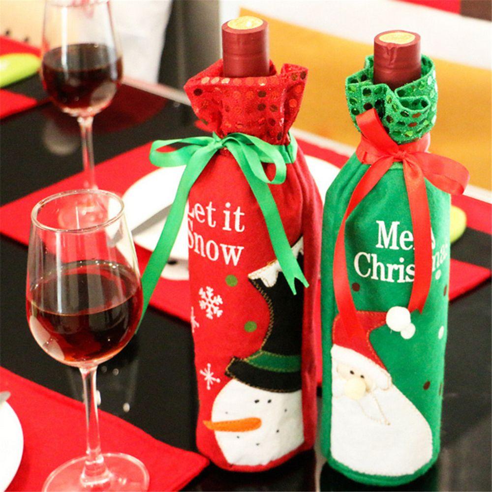 Colorful Snowman Santa Claus Champagne Package Dinner Table Decor Christmas Wine Bottle Cover Bag