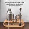 Wooden 9-Piece Bartender Tool Holder Stand Bamboo Cocktail Shaker Set