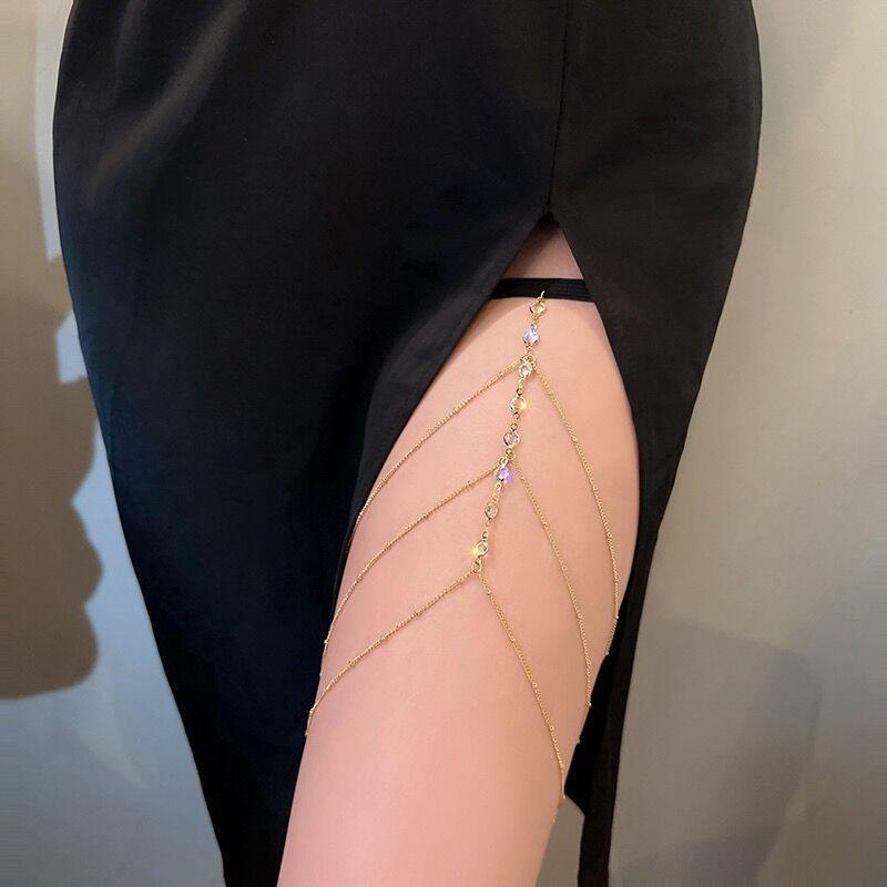 Three-Layer Rhinestone Tassel Leg Chain - Trendy Summer Accessory for European & American Style