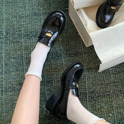 Версия из коровьей кожи виноградной матери, те же британские туфли-лоферы на толстом каблуке с одним ремешком из натуральной кожи, женские туфли на высоком каблуке из маленькой кожи