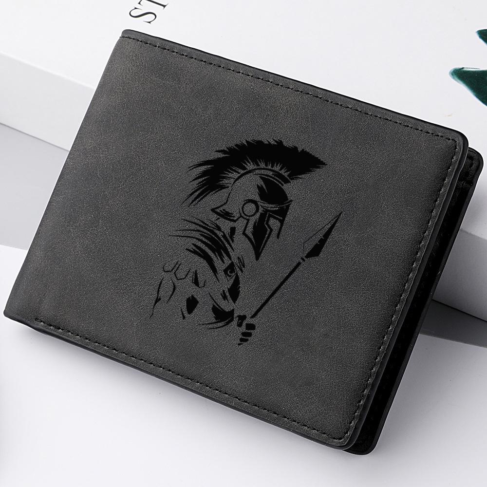 Men's Short Wallet PU Leather Vintage Thin Credit Card Holder Black Compact Wallet