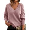 Women's Fashion Casual Solid Color Sweater Set Head V Neck Warm Long-sleeved Sweater