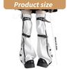 Women Harajuku Star Print Zippered Flared Leg Warmer Aesthetic Fashion Punk PU Harness Strap Leg Cover Thigh High Socks