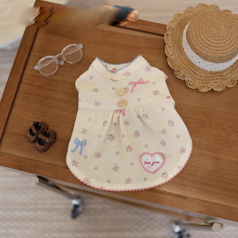 Pet Spring Dress Cat Spring Floral Tank Top Skirt Home Clothing Cute Teddy Small Dog Clothes Puppy for Small Dogs