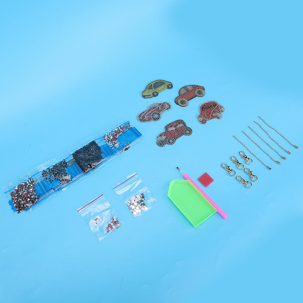 DIY Full Drill Diamond Painting Mini Car Keychain Bag Hanging Decoration Crafts Materials Kit