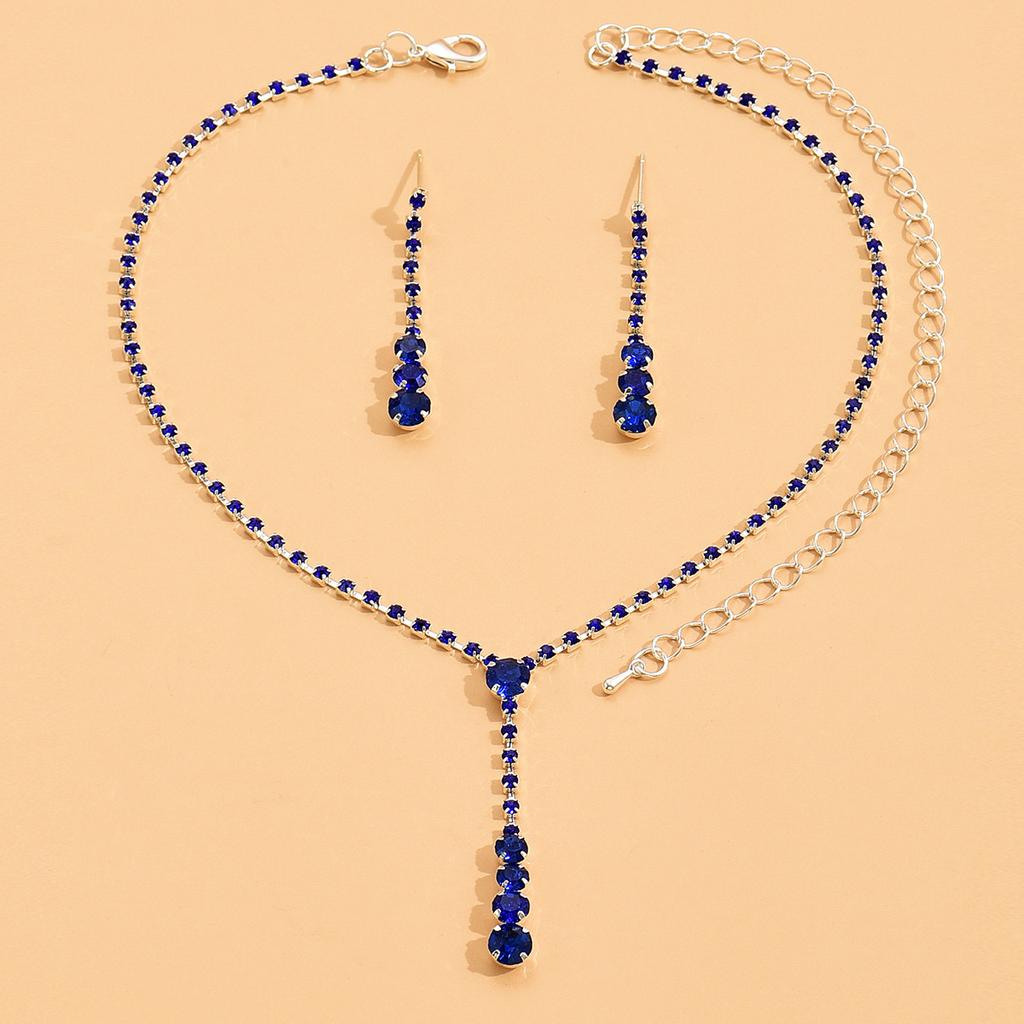 3 шт. Женский модный медный когтевой цепной набор Минималистичное колье серьги циркон Свадебный банкет вечеринка праздничный подарок