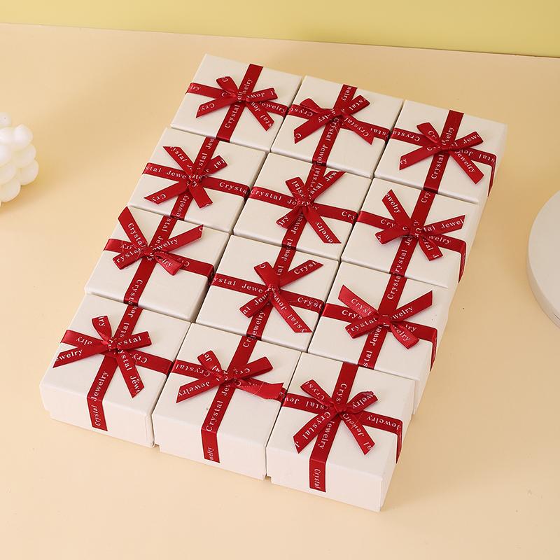 12 шт. Набор украшений из картона с бантом, подарочная коробка, кольцо, ожерелье, браслеты, серьги, подарочные упаковочные коробки с губкой внутри, прямоугольник