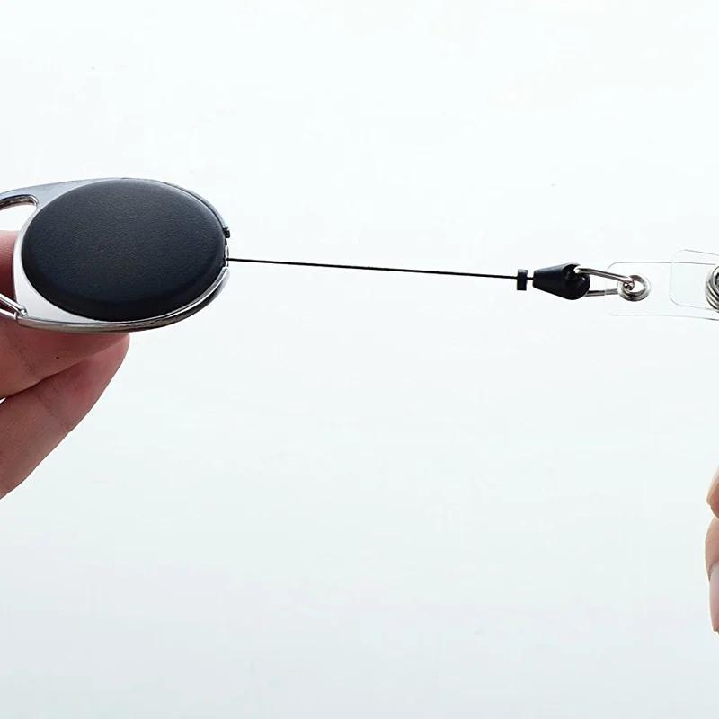 5Pcs Retractable Pull Badge Reel ID Lanyard Name Tag Card Badge Holder Reels Recoil Belt Key Ring Chain Clips