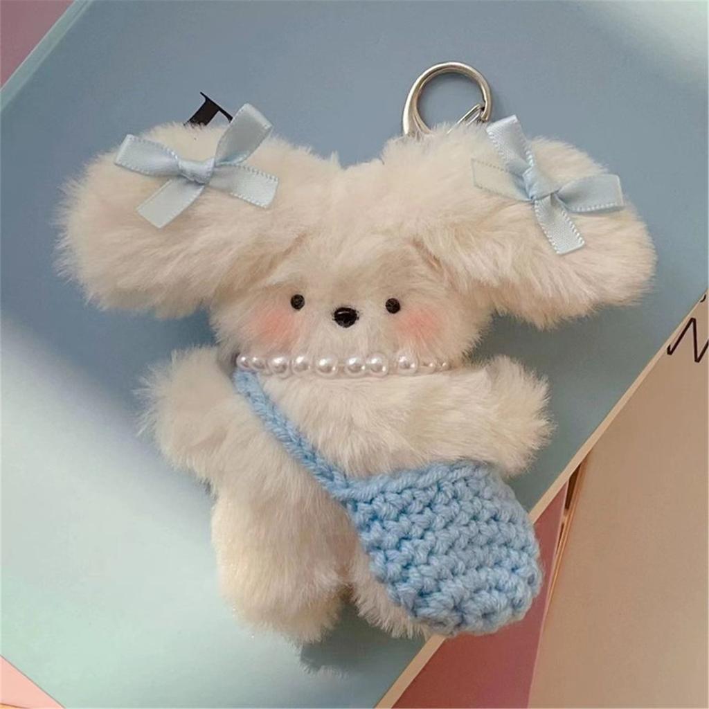 Lovely Dog Keychain Charm Decoration Comfortable Keyring with Bowknot Dog Lovely Key Accessory for Girls and Ladies
