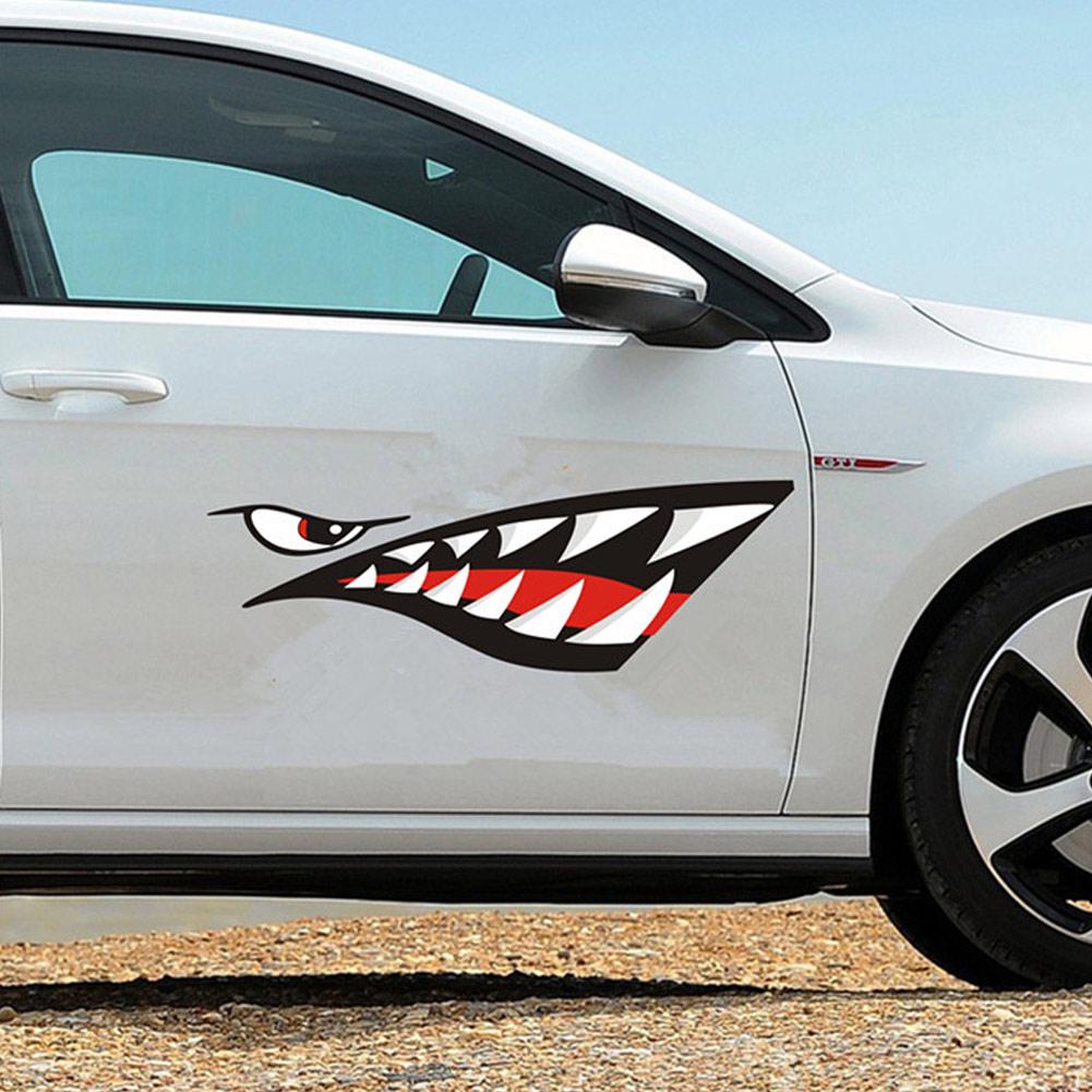 1 Pair Shark Teeth Mouth Vinyl Decal Stickers for Kayak Canoe Dinghy Boat