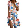 Short Sleeve Boho Dress For Women Casual Loose Fit Summer Sundress Floral Print Dress With Pockets