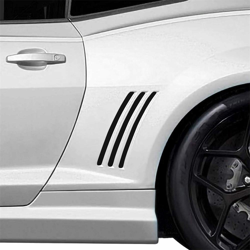 New 6pcs/Set Side Vent Stripe Graphic Decal Sticker Black For 2010-2015 Chevy Camaro