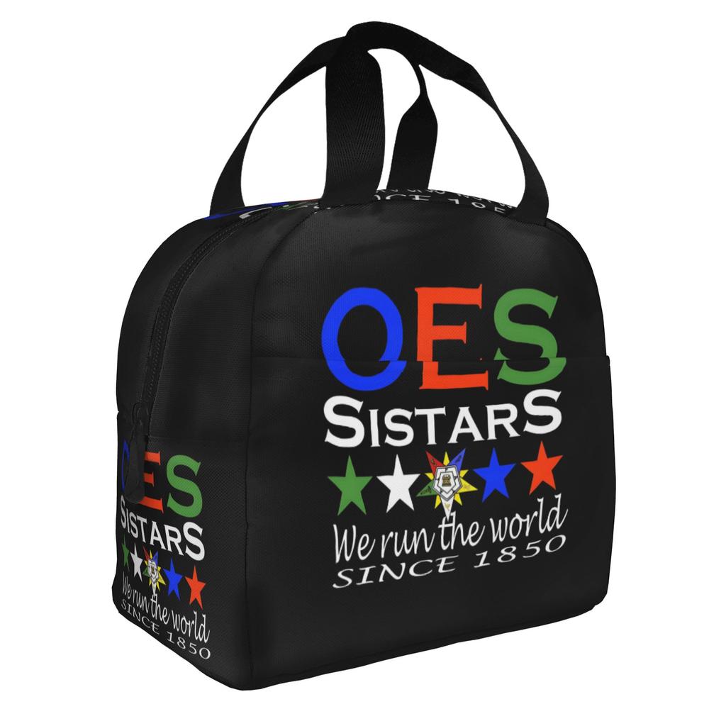Order Of The Eastern Star Logo Thermal Insulated Lunch Bags Women Portable Lunch Container for School Multifunction Food Box