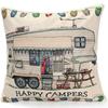 Happy Campers Cushion Covers Letter Pillow Case Camper Pillow Cover for Car