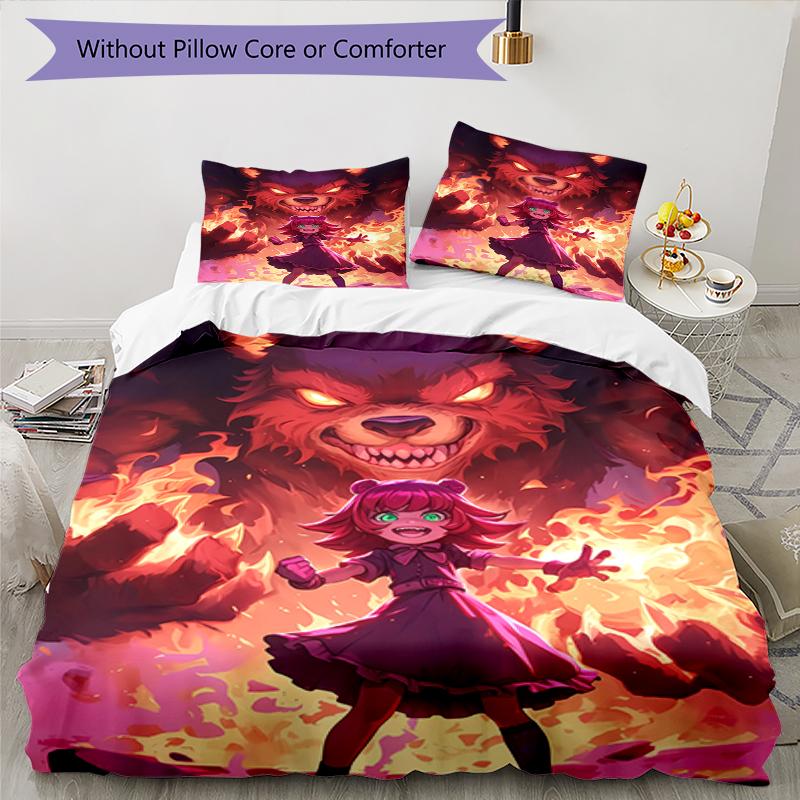 3pcs League of Legends Bedding Set Duvet Cover Closure Includes 1 Duvet Cover & 2 Pillowcases, Soft and Comfortable for All Seasons.