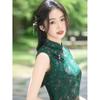 1011 summer new cheongsam new Chinese style long sleeveless cheongsam daily slim women's cheongsam