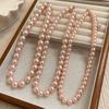 Pink & Gray Glass Pearl Necklace - Autumn/Winter Style for Women