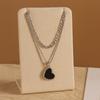 Titanium Steel Double Stacked Neck Chain Handmade Heart Clavicle Chain  Female Lady Girl